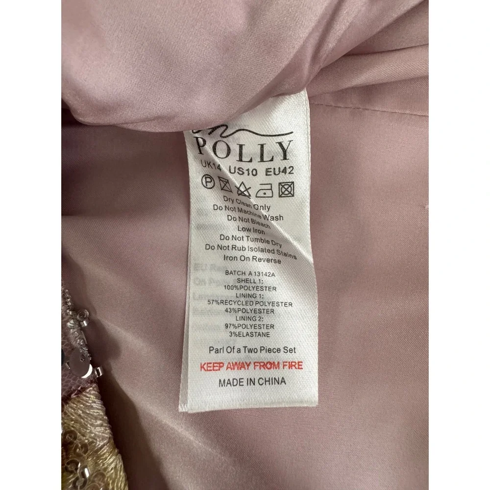 Oh Polly Floral Embroidered Sequin Mini Dress Strapless Lace Up Back Pink US 10 - Picture 9 of 10